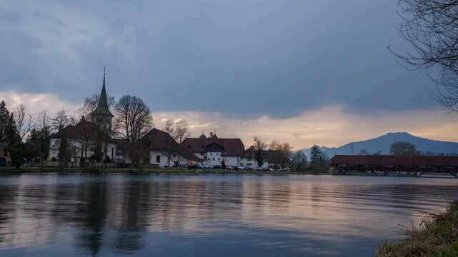 timelapse sunset over the lake