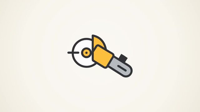 Flat illustration of electric angle grinder tool against White Background