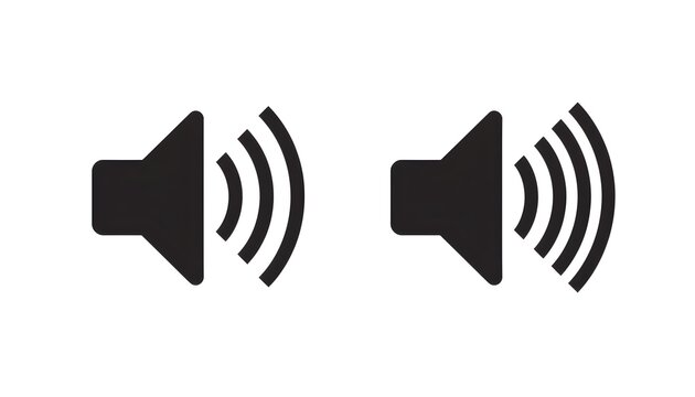 Silent and ring speaker icon set with simple and stroke style in black and white color vector illustration. Speaker icon set. volume icon vector. loudspeaker icon vector. Mute and unmute volume sound.