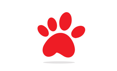 A red animal paw print icon with rounded pads, featuring a subtle shadow at the base. © fadli ridha