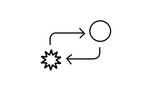 Process icon in flat style isolated on white. Process symbol in black for your web site design on white background