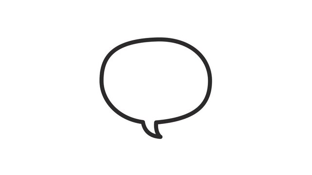 Speech bubble animated black outline chat dialog and empty comment box wiggling gently in 4k on white background.