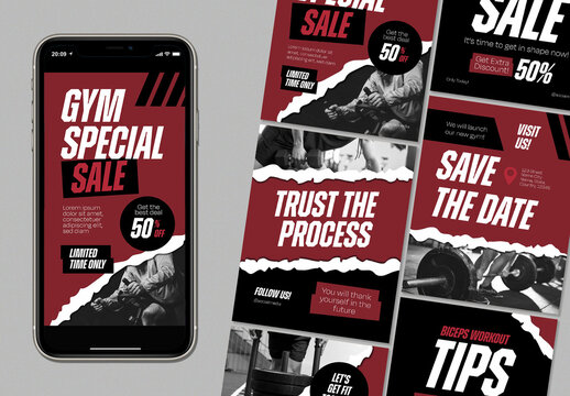 Black and Red Grunge Bold Gym Promotion Social Media