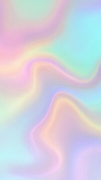 Vertical composition of abstract liquify background featuring pastel color holographic soft single direction wave flow with grain frosted particle texture, ideal for mobile designs.