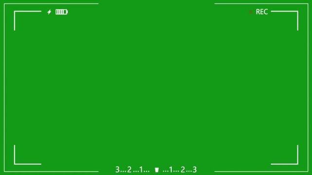Viewfinder Record Animation on Green Screen Background, Recording Interface Elements Simulate Camera Capture for Filmmaking Projects, Video Production, Digital Content and Creative Presentations