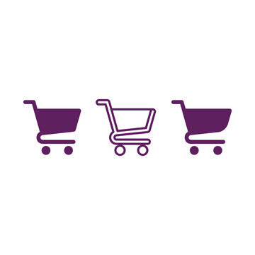 Collection of supermarket carts for ecommerce and retail apps with shopping cart