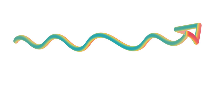 abstract gradient dynamic direction line, wavy arrow line featuring a striking turquoise and pink colour transition Ideal for direction indicators, presentation graphics, and trendy digital designs