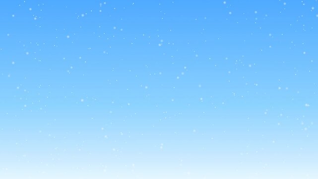 Clean and bright winter morning snowing background. Smooth parallax falling snow from blue sky to bright frosted ground horizon. Perfect for winter holidays, christmas promos, and text overlays.