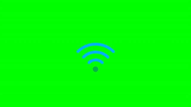 Six wireless internet symbols arranged in a grid over a chroma key green background with color variations. Ideal for technology videos or internet connectivity overlays.