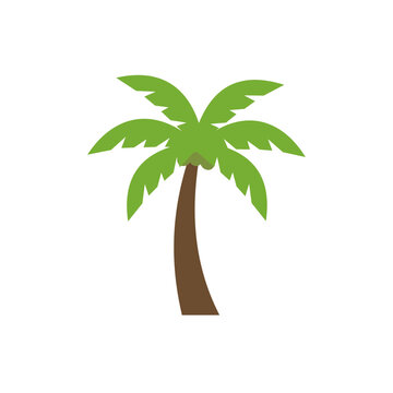 Stylized Illustration of a Green Palm Tree with Brown Trunk.