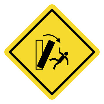 Warning Sign Indicates Danger of Falling Object Crushing Person.