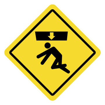 Warning Sign Symbol of Falling Object Crushing Person.