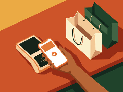 edc shopping payment machine being tapped by phone