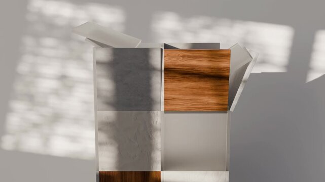 3D Textured Cube Tower and Abstract Geometric Motion Graphics