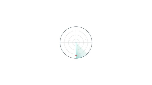 Clean white background featuring six circular radar grids with sweeping teal beams. Minimalist graphic design for technical monitoring. Perfect for tech presentations and data visualization.