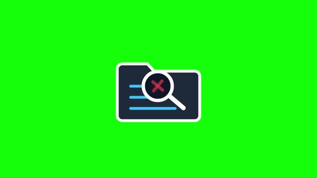 Minimalist Folder and Scanning Magnifying Glass for UI Search Not Found Empty State Green Screen Animation