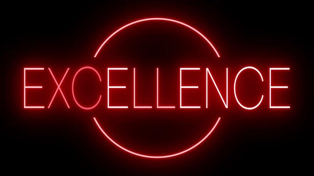 EXCELLENCE Red Neon Sign Glowing on Dark Background