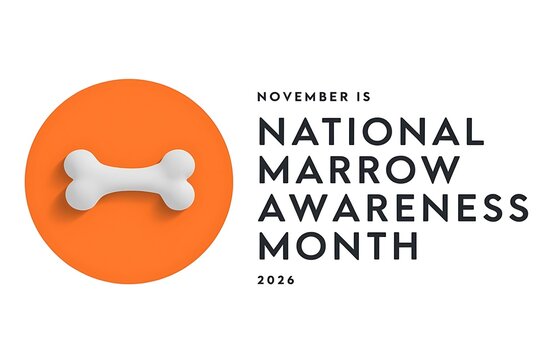 National marrow awareness month ribbon symbol with human bone health campaign medical blood disease donor support cancer treatment leukemia lymphoma advocacy