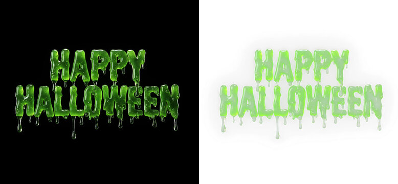 Happy halloween slime text isolated on transparent background