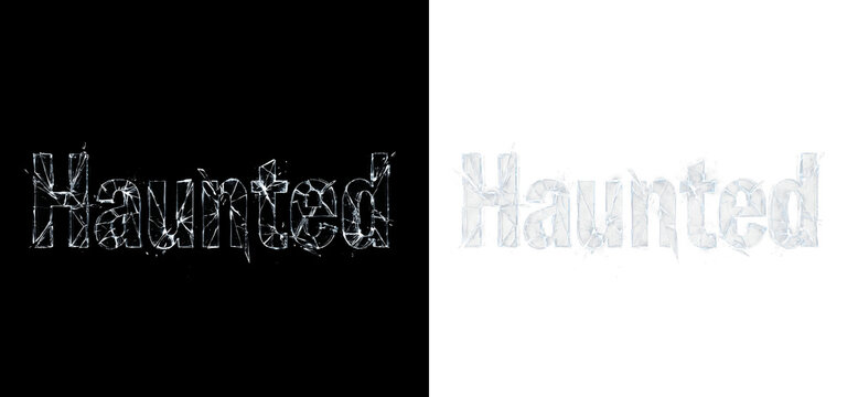 Broken glass text effect with shattered typography isolated on transparent background