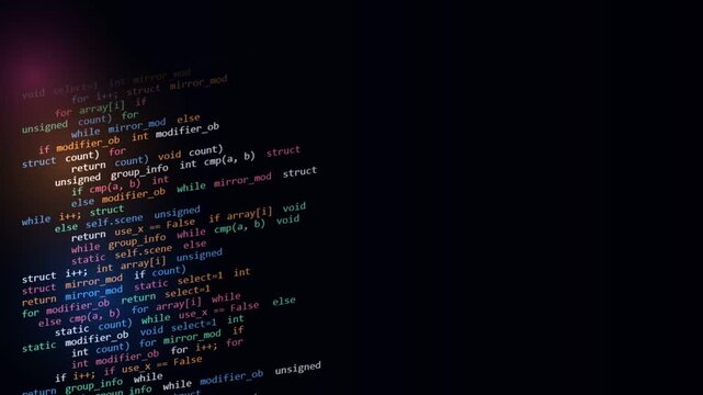 Lines of colorful computer code scrolling smoothly across a dark digital screen during modern software development