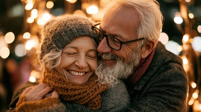 couple senior family smile and happy activity together, cuddling, warm hugs, senior or adult love, married couple, warm family. Husband and wife in love so fun in important days, celebrating