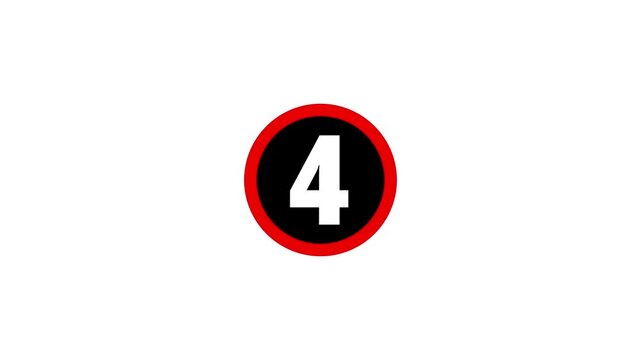 Bold white number five inside a black circle with a red border on a white background. Countdown timer icon for video intros, five second count and numbered sequence designs.