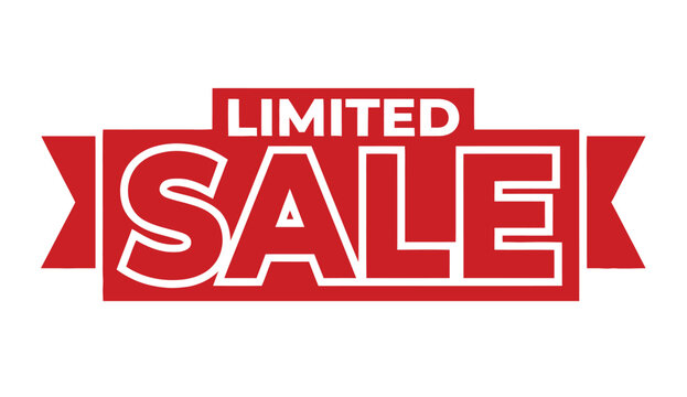 Limited time sale advertisement with bold red and white typography on white background