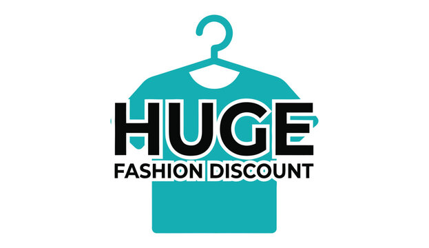 Huge fashion discount sale advertisement with clothing hanger graphic design