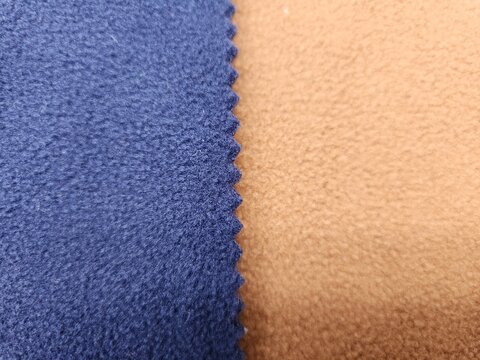 Polyester, Double-Faced Polar Fleece Fabric in Navy Blue and Camel
