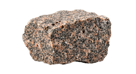 Rough pink and black granite boulder with coarse crystals isolated on a black background © Ophelia