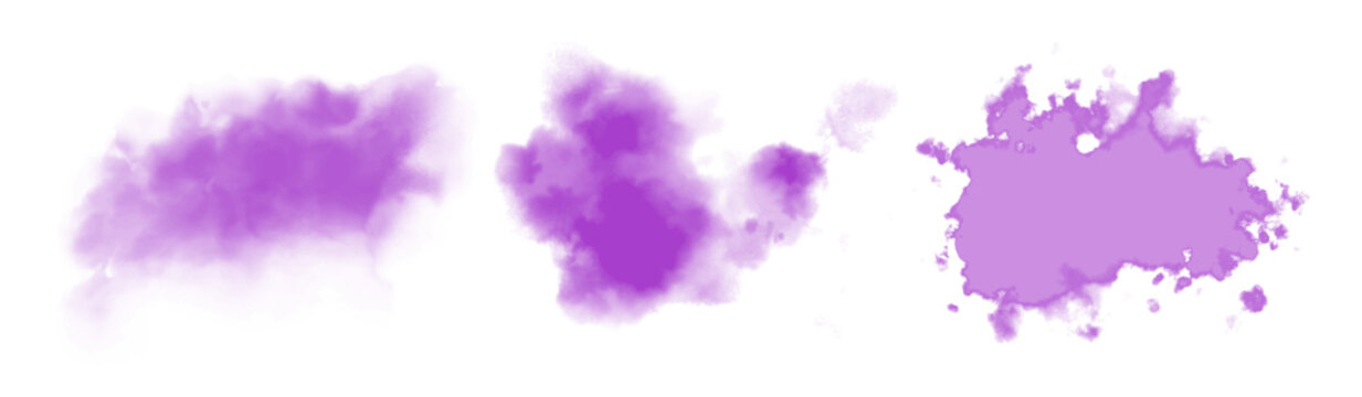 Watercolor stain decoration. purple colored splatter brush