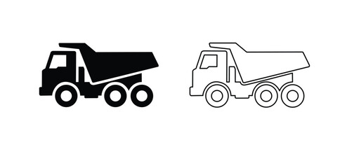 Dump Truck Construction Vehicle Icons, Vector Illustration © Vector