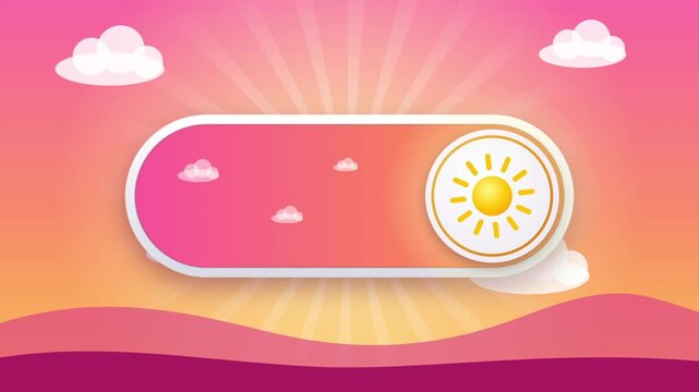 Day and night mode toggle switch animation with sun and moon icons on colorful backgrounds