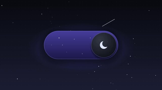 Day and night mode toggle switch animation on a digital interface showing light with switch transitioning