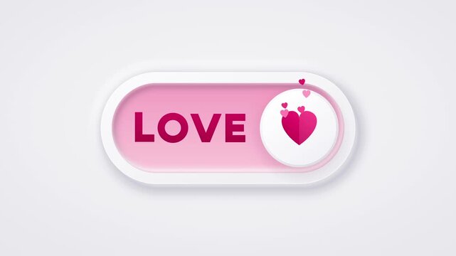 interactive toggle switches with heart icons and love text labels on a light background
