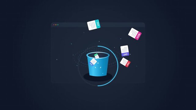 Digital File Deletion and Computer Trash Bin Animation