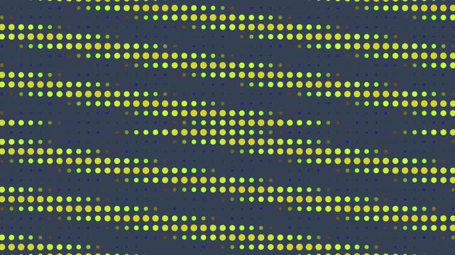 Yellow halftone dot pattern moving horizontally over dark blue background