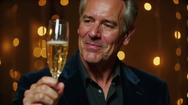 Eleganter Mann feiert mit Champagner