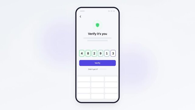 User Authentication and Verification Code Entry on Mobile Phone Screen with SMS Notification Animation