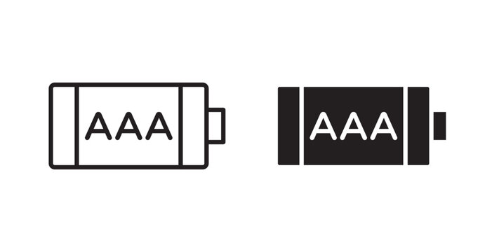 AAA battery icon flat outline in black