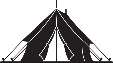 Black silhouette icon of a camping tent isolated on a white background for outdoor adventure and summer vacation concept © Spomsbr