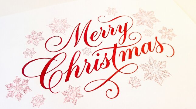 MERRY CHRISTMAS red vector brush calligraphy with flourishes