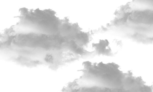 Fluffy white clouds isolated on transparent background, cutout PNG for design and composites
