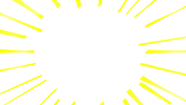 黄色のマーカーペンで書いた手描きの集中線イラスト