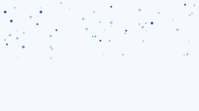 Animated geometric background with dots drifting background moving right in blue and azure on a light backdrop. Smooth 4K seamless loop with simple flat vector shapes and plenty of empty space for tex