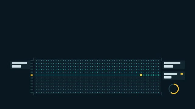 Animated area raster scan making two passes downward drawn as a clean sci fi interface in blue and azure on a dark background. Smooth 4K seamless loop with blank readout panels and room for text. Wide