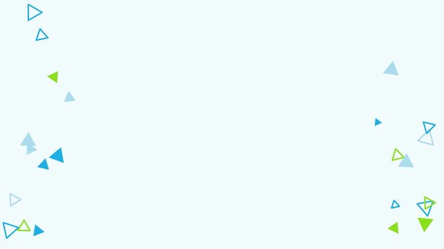 Seamless 4K looping abstract motion background: triangles background rising upward slowly, in teal and cyan on a light backdrop with generous copy space for your own title. Minimal flat vector shapes 