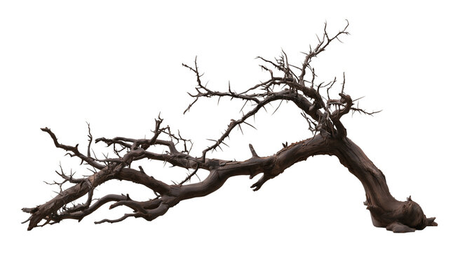Dead tree branch isolated on transparent background