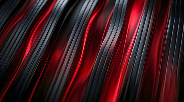 Abstract texture of dark parallel leather straps glowing against a deep red